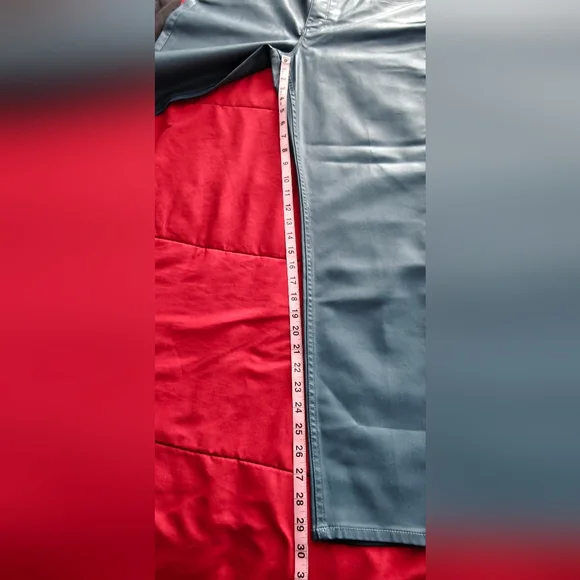 WHBM Blue Faux Leather High Rise Skinny Pants, Size 14 - Picture 7 of 9